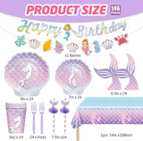 146Pcs Shell Plates and Napkins Iridescent Mermaid Party Supplies