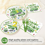 96Pcs Trash Truck 2nd Birthday Party Decoration Green Garbage Truck