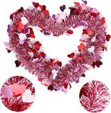 Valentines Day Garland with Hearts 50 Ft Pink Red Glitter Tinsel