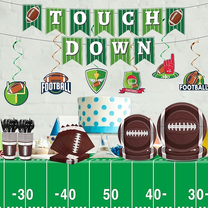 184pcs Football Party Supplies Decorations Set Serves 25 Includes