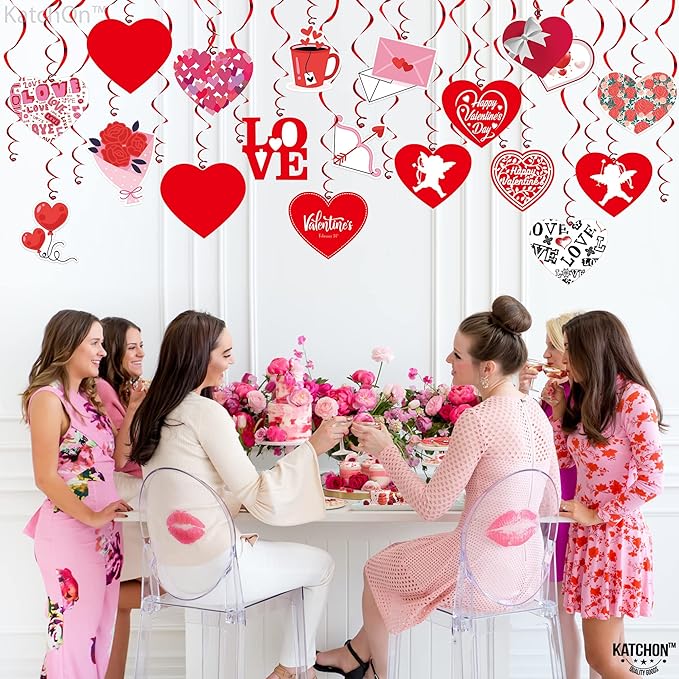 Valentines Hanging Swirls Large Pack of 30 No DIY Valentines Day