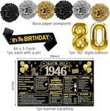 80th Birthday Decorations for Men Women 21pcs the Year 1946 Banner