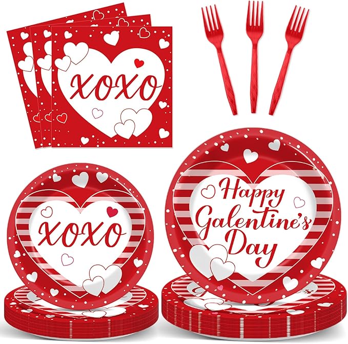 100pcs Galentine's Day Party Supplies Valentine's Day Paper Plates