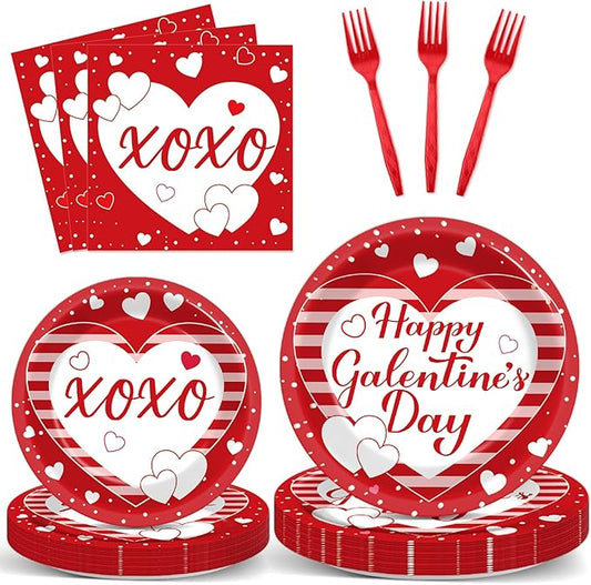 100pcs Galentine's Day Party Supplies Valentine's Day Paper Plates