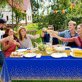 12Pcs Blue Gold Tablecloth Party Decorations,Plastic Royal Blue Table