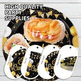 96Pcs Black and Gold Birthday Party Supplies Feliz Cumpleaños Gold