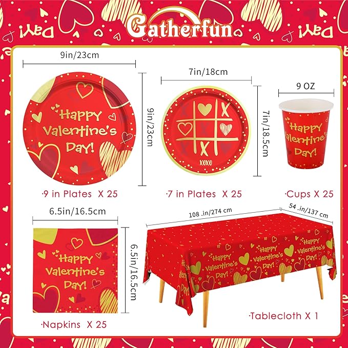Valentine's Day Party Supplies Red Heart Love Disposable