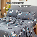 JSD Grey Astronaut Kids Sheet Set Full Size, 4 Piece Boys Space
