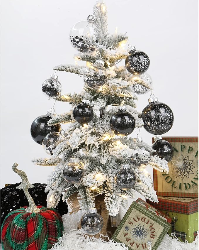 Briful 30PCS Shatterproof 2'' Halloween Tree Balls Set - Black &