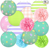 14pcs Easter Party Hanging Decorations Vintage Paper Lanterns and