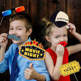 34pcs Hollywood Themed Movie Night Party Photo Booth Props Hollywood