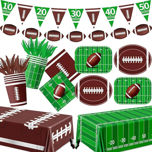 178pcs Football Party Supplies Kit Tableware Includes Large Football