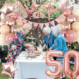 50th Birthday Decorations for Women Retro Pink Beige Number 50