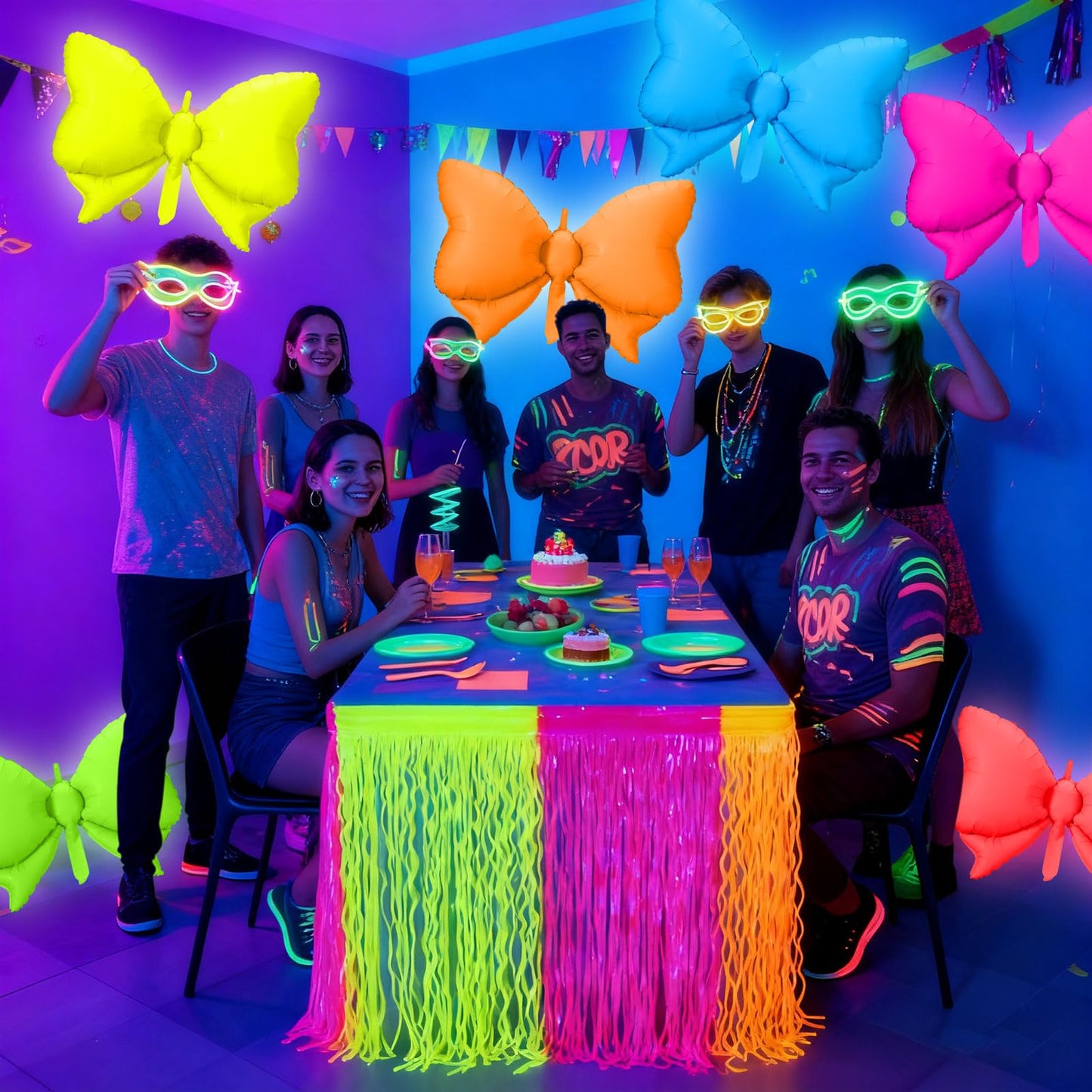 Vertintong 12 Pcs Bow Glow in The Dark Neon Balloons Foil Birthday