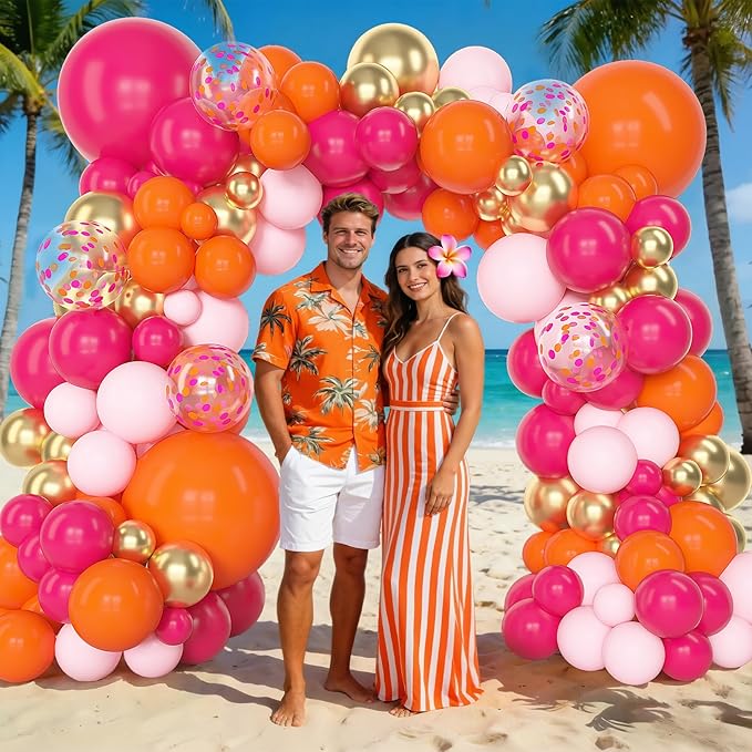 Amandir 153Pcs Pink and Orange Balloon Arch Kit, Different Sizes 18