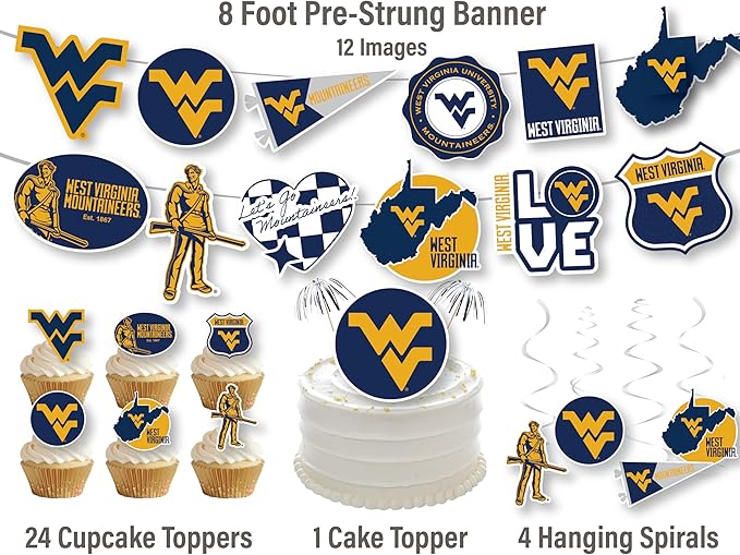 West Virginia Party Supplies for Football, Birthday Gift, WVU