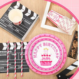 180 Pcs Pink Movie Night Party Supplies Happy Birthday Theme