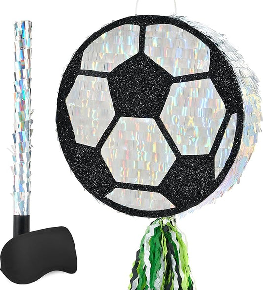 Soccer Ball Piñata Soccer Party decoration Piñata with Blindfold Bat