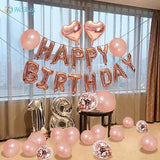 40 pcs Pink Rose Gold Birthday Decorations 3D Mylar Foil Happy