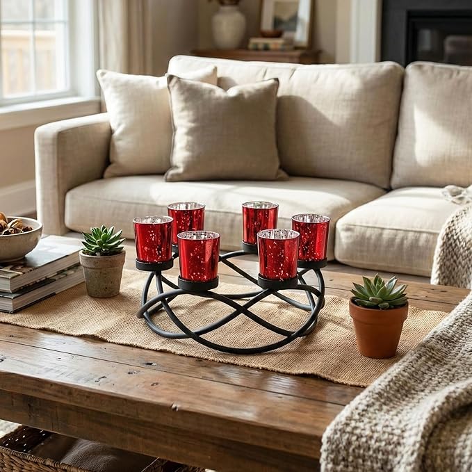 Iron Round Votive Tealight Candle Holder Centerpiece for Halloween