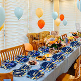 96 Pcs Retirement Party Supplies Paper Plates Napkins Blue Gold