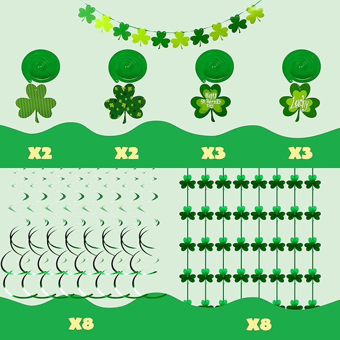 27 Pcs St Patrick's Day Decoration with Irish Saint Patricks Green