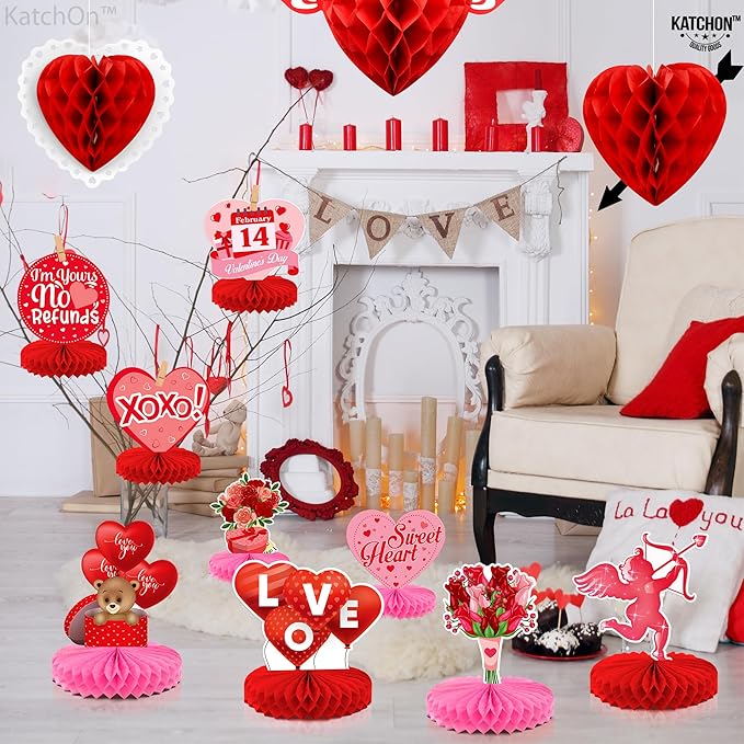 Valentines Day Centerpiece for Table Pack of 9 Pink Valentines Day