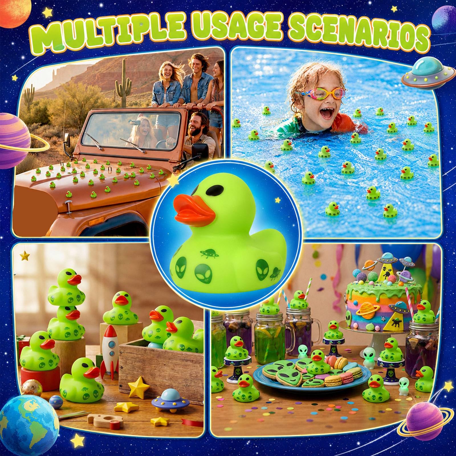 25 Pcs Mini Alien Rubber Ducks Alien Party Favors Tiny Green