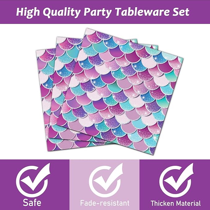 96 Pcs Mermaids Party Decorations Supplies Mermaids Ocean Birthday