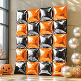 25PCS Halloween Black Orange Square Foil Balloons Wall Backdrop