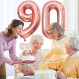 90th Birthday Decorations for Women with Banner Rose Gold Tablecloth