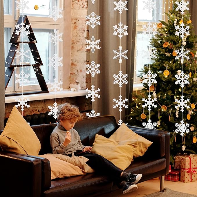 Snowflake Snow White-Silver Christmas Party-Decorations Garland -