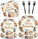 96Pcs Love Is Brewing Party Decorations Bridal Shower Tableware