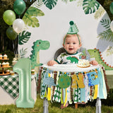 Dinosaur Highchair Banner for First Birthday Party Decorations Green