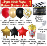 Movie Night Balloon Garland Arch Kit 134pcs Black Red Chrome Gold