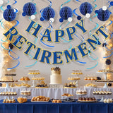 Retirement Party Decorations Kit for Women Men 16 Piece Elegant Blue