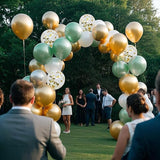 Sage Green Balloons, 60pcs 12inch Sage Green White Metallic Gold