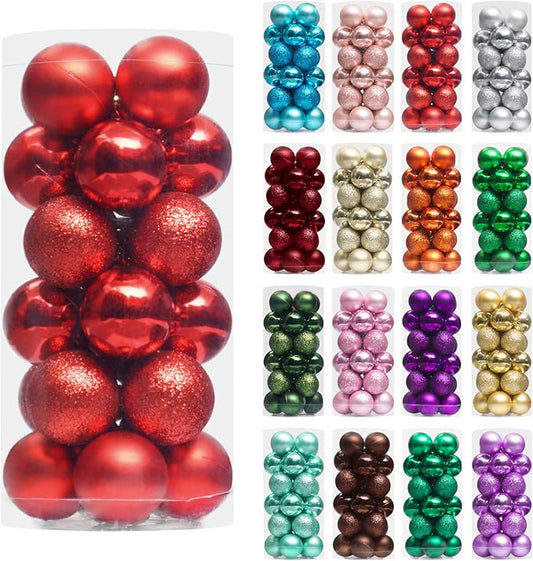 XmasExp 24ct Mini Christmas Ball Ornaments Shatterproof Christmas
