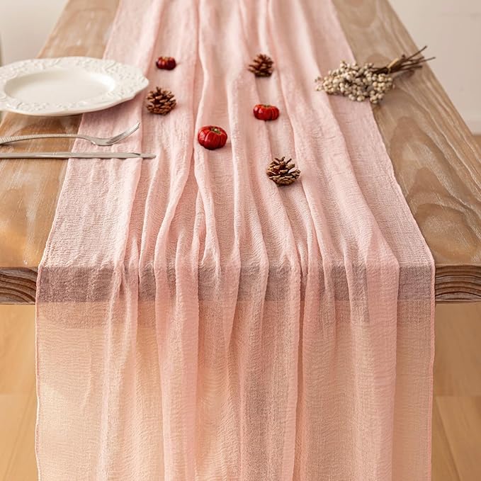Keketoarrange 10pcs Pink Valentines Decor Table Runner Cheese Cloth