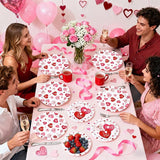 200Pcs Valentine's Day Party Supplies Pink Ture Love Heart Plates