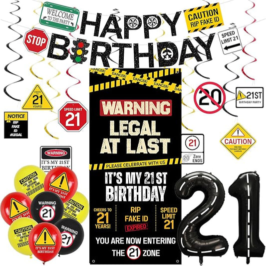 21st Birthday Party Decorations Black Happy 21st Birthday Banner