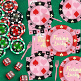 96 Pcs Casino Paper Party Plates and Napkins for Las Vegas Themed