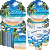 250 Pcs Tropical Beach Party Decoration Summer Paper Plates Napkins