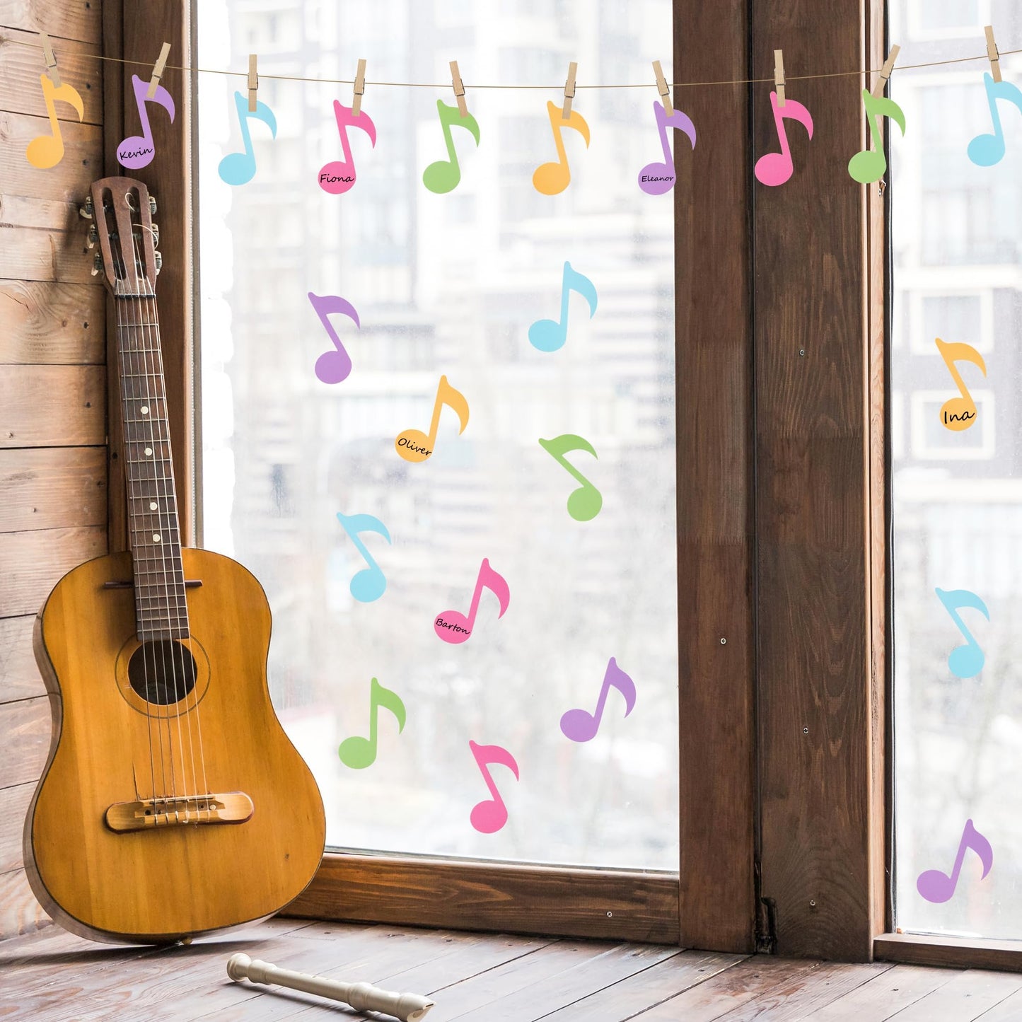 Music Note Glitter Cutouts - 100Pcs Colorful Music Notes Themed Paper