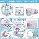 200 Pcs Mermaid Baby Shower Paper Plates Napkins Cups Under the Sea