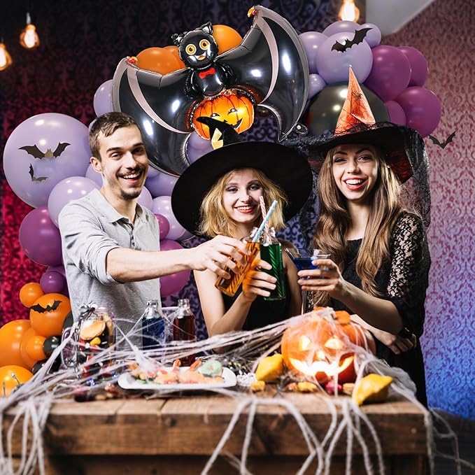 Halloween Balloon Arch Garland Pink Purple Balloons with Star Cute