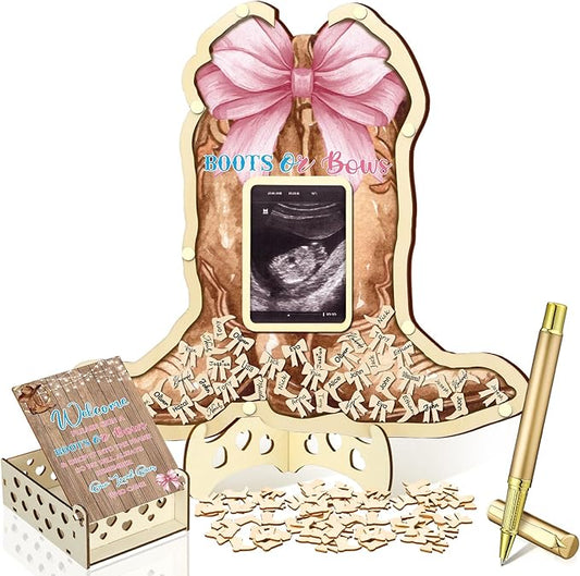 63 Boots or Bows Gender Reveal Baby Shower Guest Book Alternatives
