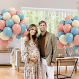 60pcs Gender Reveal Balloons, Dusty Pink Dusty Blue Sand White