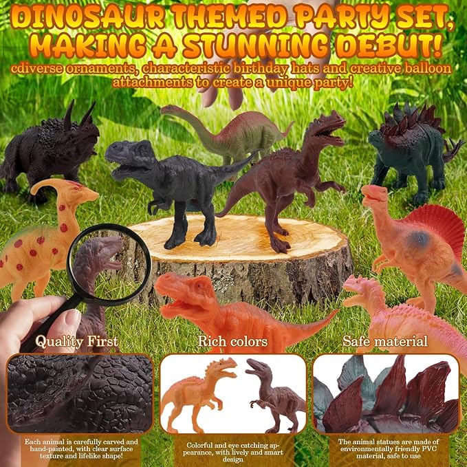 26 PCS Jungle Animal Birthday Party Decorations with Dinosaur
