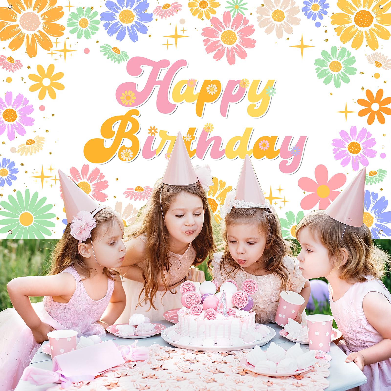 Avezano Groovy Daisy Birthday Banner Daisy Flower Birthday Party